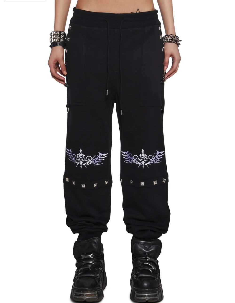 Widow Dead Inside Studded Baggy Sweatpants Small Punk Artsy Gothic Rock Grunge